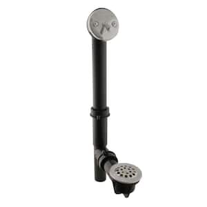 1-1/2 in. x 14 in. Black Poly Bath Waste & Overflow with Trip Lever and Beehive Strainer Drain, Satin Nickel