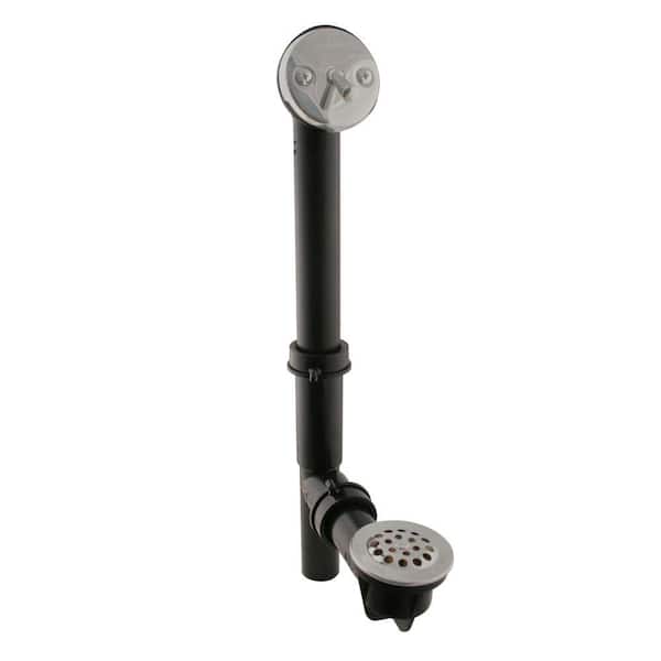 Westbrass 1-1/2 in. x 14 in. Black Poly Bath Waste & Overflow with Trip Lever and Beehive Strainer Drain, Satin Nickel