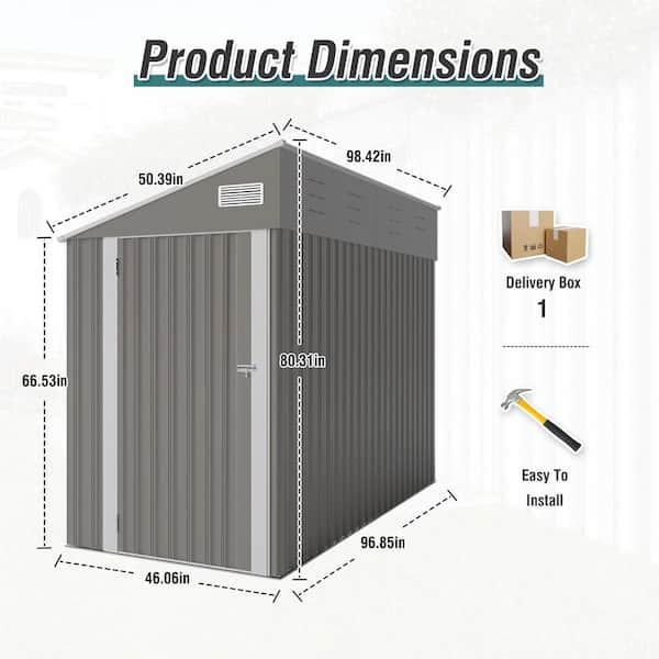 Noble House Alaric 4 ft. W x 8 ft. D Dark Gray Metal Patio Outdoor