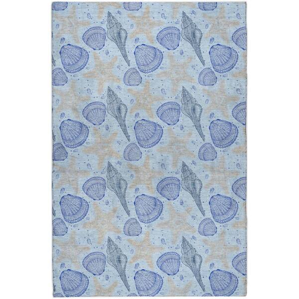 Dream Shag Premium Machine Washable Abstract ADS183 Blue 9 ft. x 12 ft. Area Rug