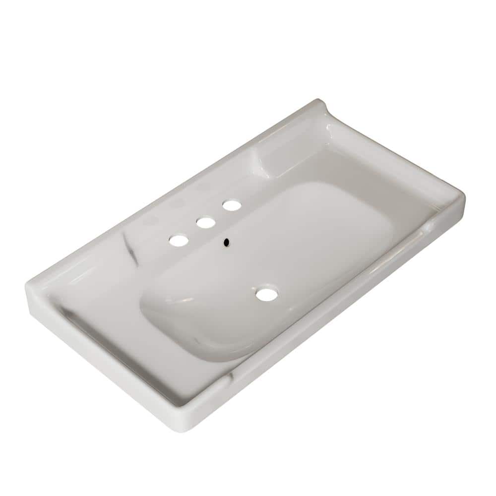 36 in. Bathroom Rectangle Ceramic Drop-In Sink in White price history on PriceWatchPro
