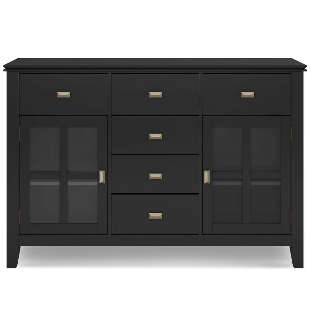 Artisan Solid Wood Sideboard Buffet in Black with Adjustable Shelves