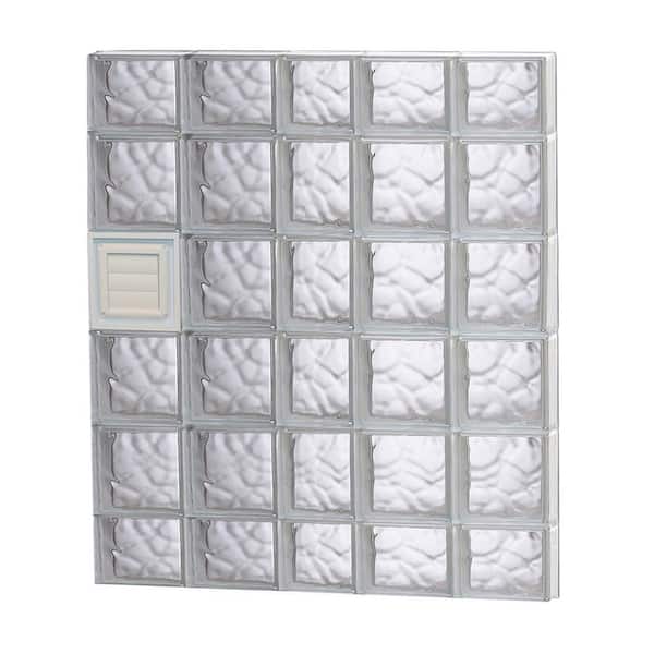 Clearly Secure 36.75 in. x 42.5 in. x 3.125 in. Frameless Wave Pattern Glass Block Window with Dryer Vent