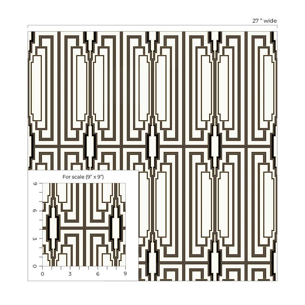 Ebony and Gold Geometric Vinyl Peel & Stick Wallpaper Roll