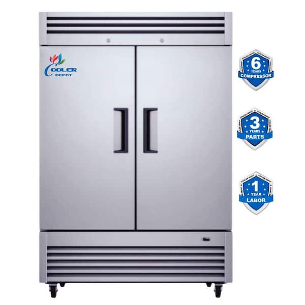 55 in. W 47 cu.ft. NSF Commercial Auto-Defrost 2-Door Refrigerator in Stainless Steel