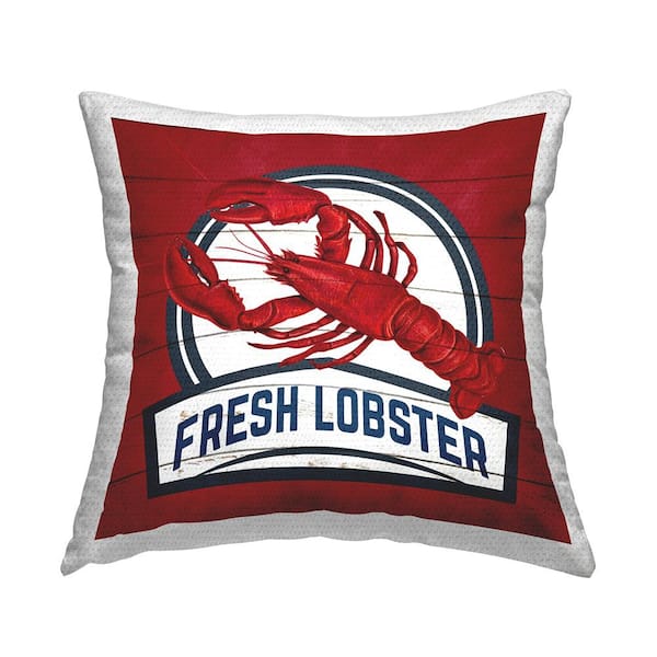 Stupell Industries Fresh Lobster Phrase Red Square Outdoor Throw Pillow