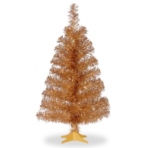National Tree Company 3 ft. Champagne Tinsel Artificial Christmas Tree
