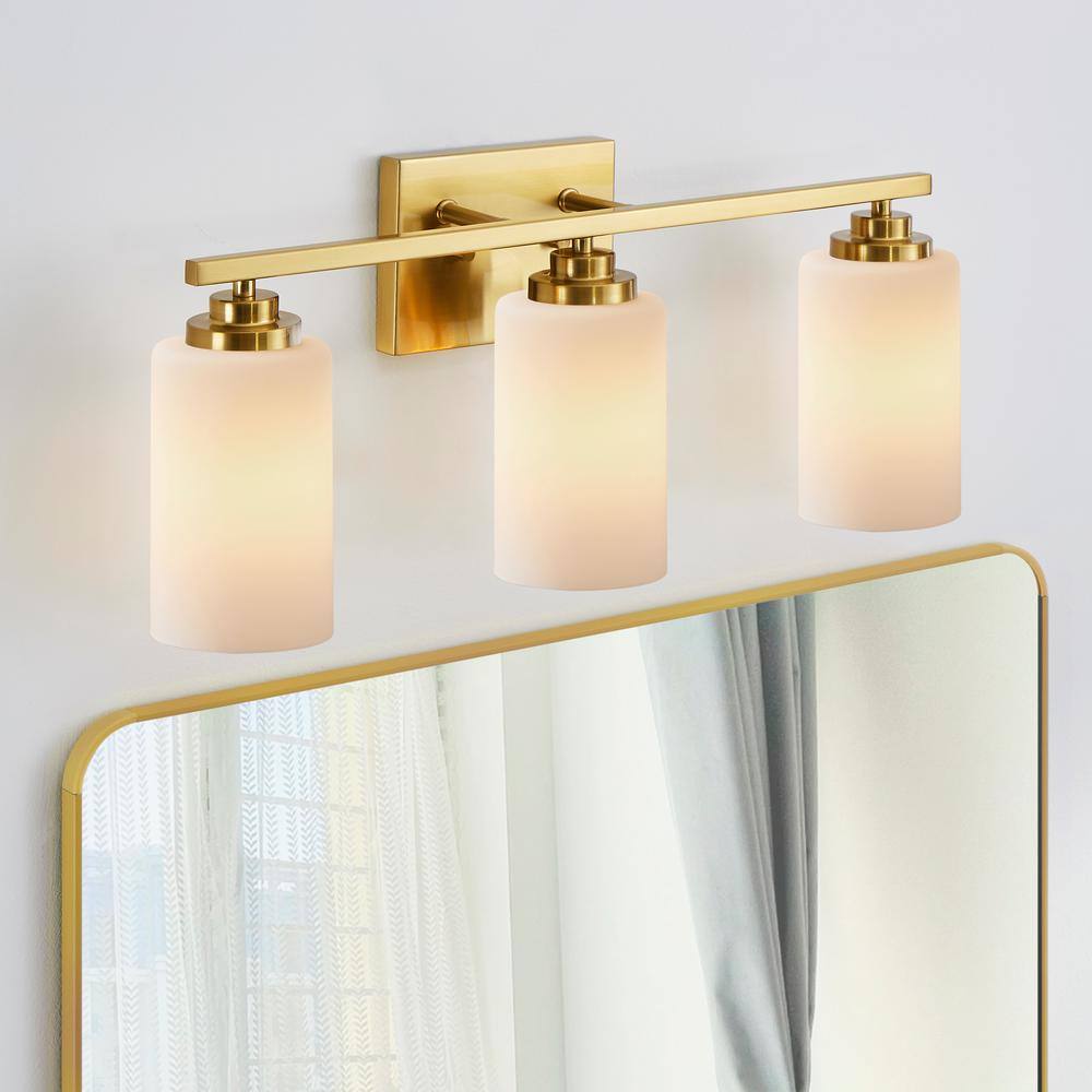 Gold Brass 3-Light Dimmable Outdoor Vanity Light