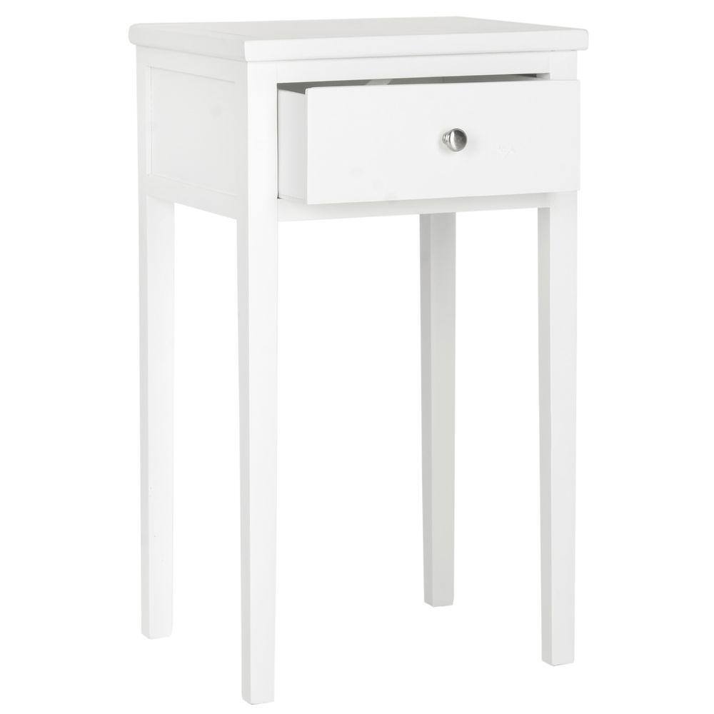 White Poplar Wood Nightstand with Storage Drawer