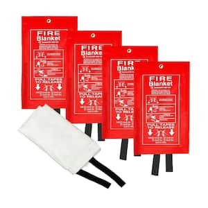 4-Pieces Heavy-Duty Emergency Extinguisher Fire Blankets for Home Safety, Red