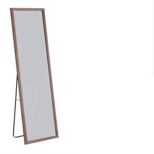 18.1 in. W x 57.9 in. H Rectangle Solid Wood Frame Full Length Mirror Decorative Mirror in Brown