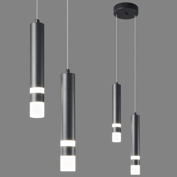 Home Lighting 1.57 in. 2-Light Black Modern Dimmable Integrated LED Pendant Light For Kitchen Island（JP-082-2Y）