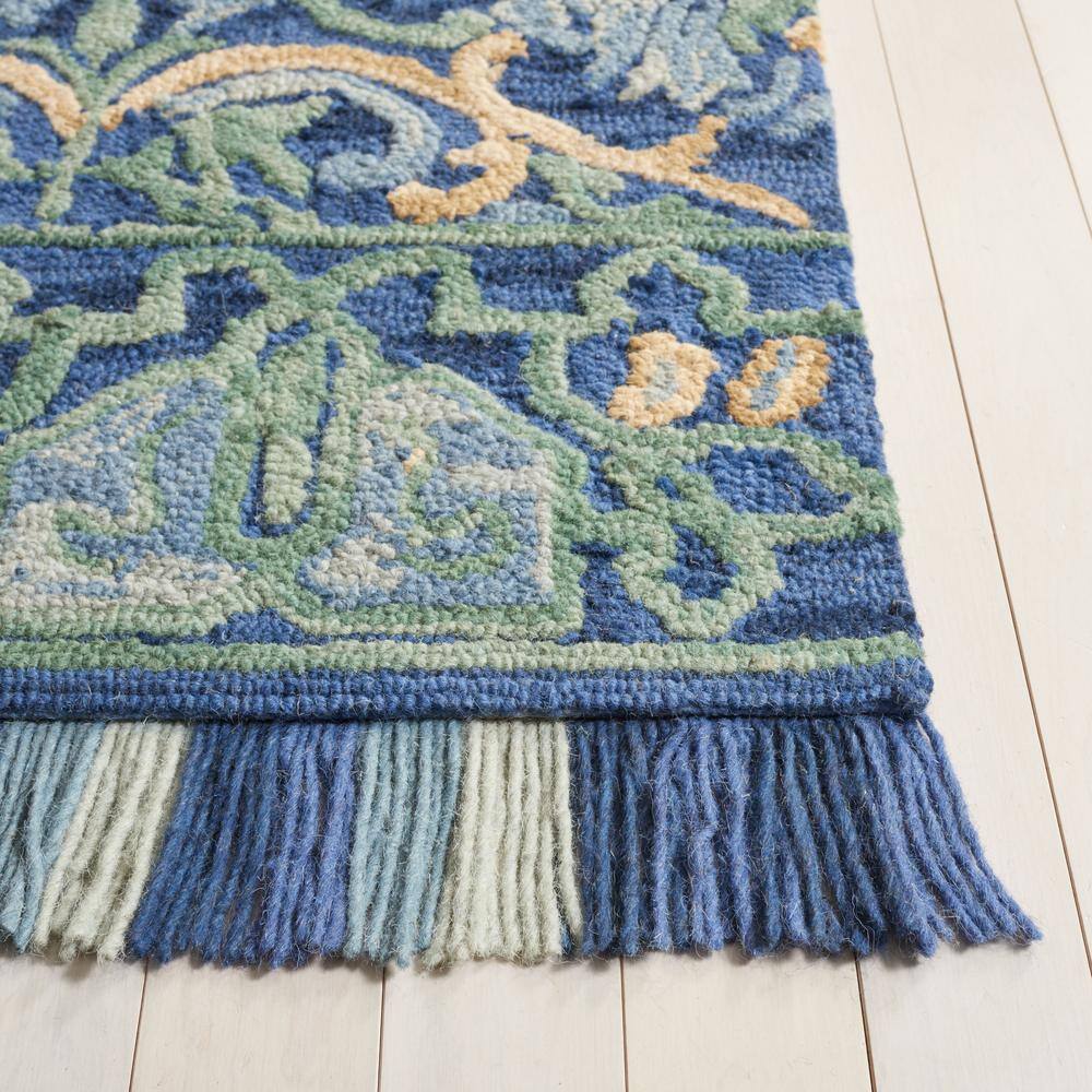 Handmade Tufted Blue Wool 8' x 10' Rectangular Area Rug