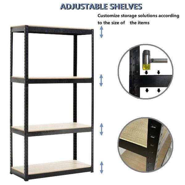  4-Tier Storage Shelves, Adjustable Freestanding Metal