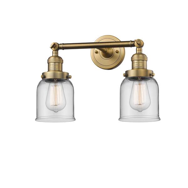 Innovations Bell 16 in. 2Light Brushed Brass Vanity Light with Clear