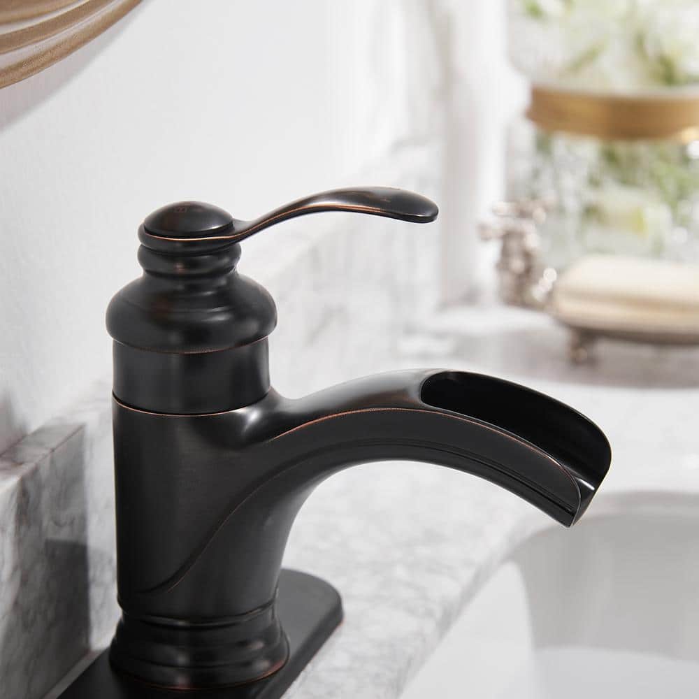 Oil Rubbed Bronze Single Handle Waterfall Bathroom Faucet