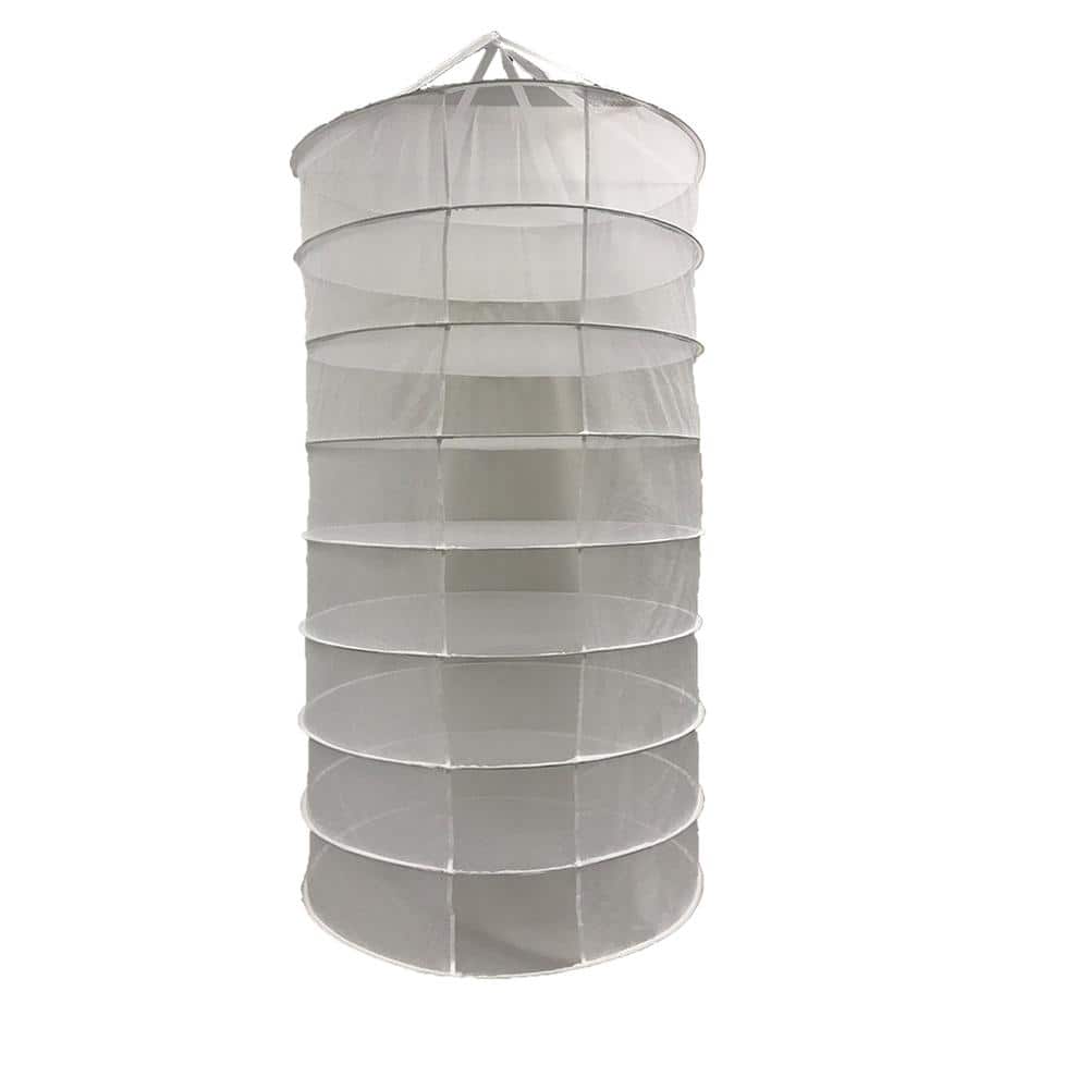 Herb Drying Rack 8-Layer 2 ft. Foldable Hanging Mesh Net Dryer with Zippers, Storage Bag and Hook, Nylon (2-Pack)
