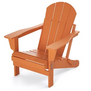 Orange Folding Adirondack Chair, Outdoor Chairs All-Weather Proof HDPE Resin for BBQ Beach Deck Garden Lawn Backyard