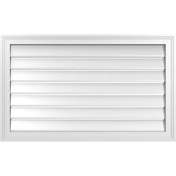 Ekena Millwork 36" x 22" Vertical Surface Mount PVC Gable Vent: Functional with Brickmould Frame