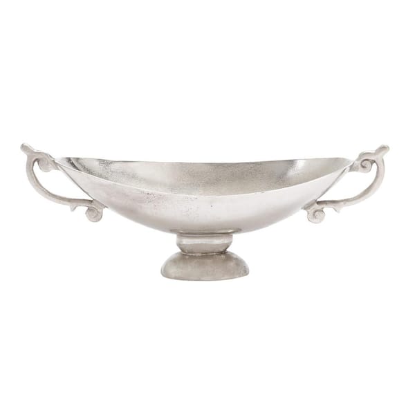 Litton Lane Clear Kitchen Decorative Serving Bowl with Brown Metal Base