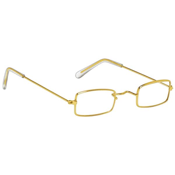 Amscan 1.5 in. x 5.5 in. Santa Christmas Gold Square Glasses (5-Pack)