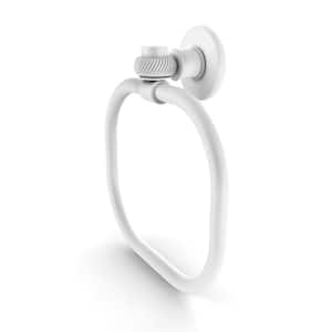 Continental Collection Towel Ring with Twist Accents in Matte White