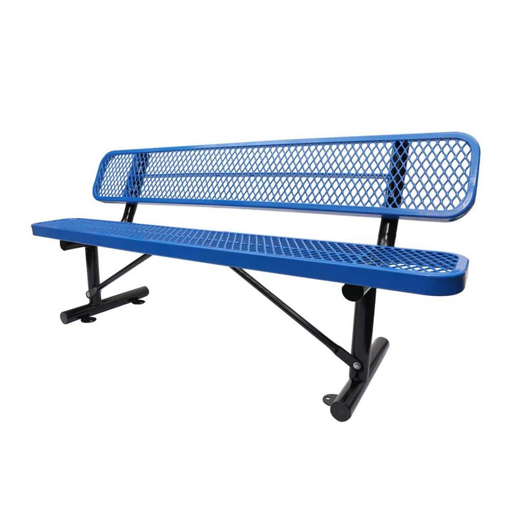 72 in Outdoor Metal Bench with Backrest - Durable and Stylish Seating