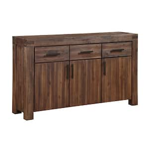 Brown Wood Top 63 in. Sideboard with 3-Drawers and 3-Door Cabinets