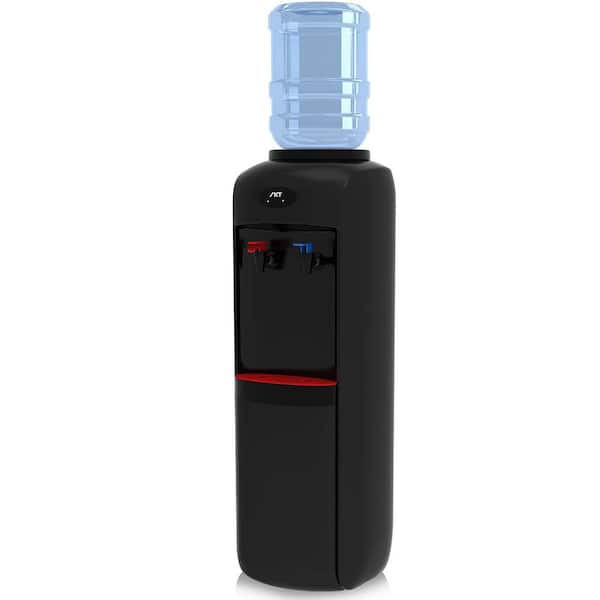 Stainless Steel Top Loading Water Cooler Dispenser in Black,with Child Safety Lock,Hot and Cold Water,ETL Approved