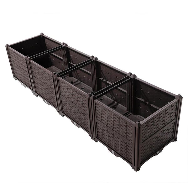 62.8 in. L x 15.7 in. W x 14.6 in. H 65 qts. Rectangular Coffee Polypropylene(PP) Outdoor Planter Box (1-Pack)