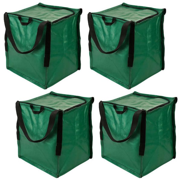 22 Gal. Heavy Duty Zipper Top Tote Storage Bag, Green 4-pack