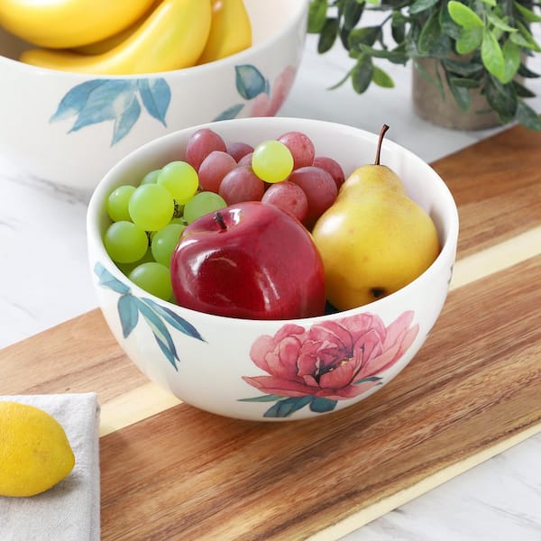 Peony 207 fl. oz. White Fine Ceramic Bowl Set of 3