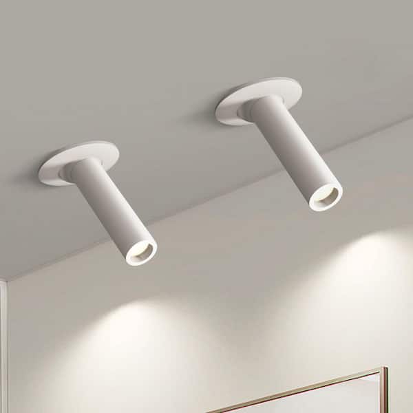 HUOKU Parroco COB-Light 2.6 in.W White Gimbal Head Fixed Track Minimalist Downlight Ceiling Light for Living Room(Set of 2)