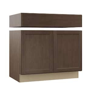 Shaker 36 in. W x 24 in. D x 34.5 in. H Assembled Accessible ADA Sink Base Kitchen Cabinet in Brindle without Shelf