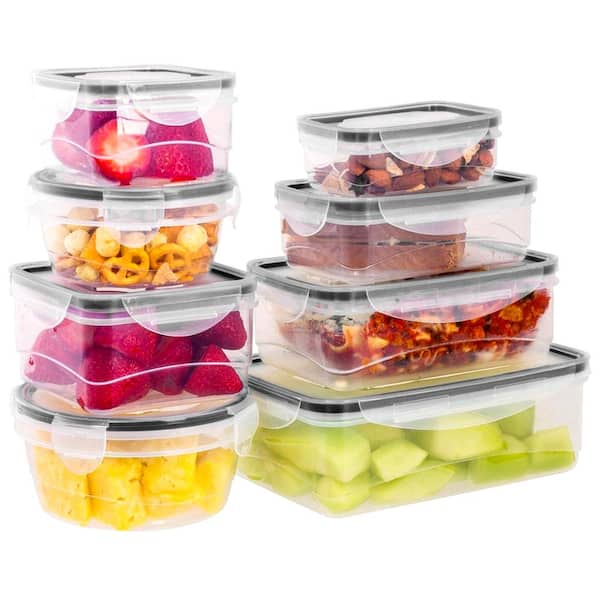 HOMBERKING 32-Piece Food Storage Set - Airtight Snap Lid Containers for  Meal Prep, Kitchen and Pantry - BPA-Free, Black