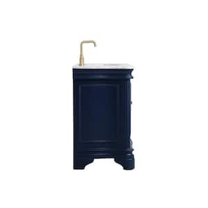 Timeless Home 36 in. W x 21.5 in.D x 35 in.H Single Bath Vanity in Blue with Marble Vanity Top in White with White Basin