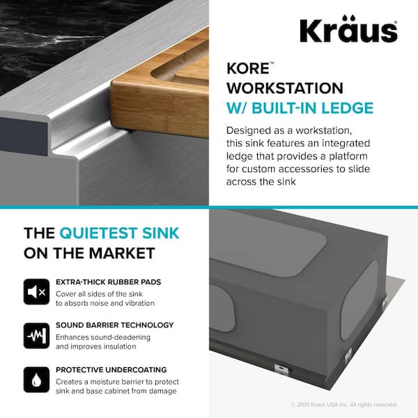 KRAUS Kore Workstation Drop-In Stainless Steel 30 in. Single Bowl Kitchen  Bar Sink with Accessories KWT310-30 - The Home Depot