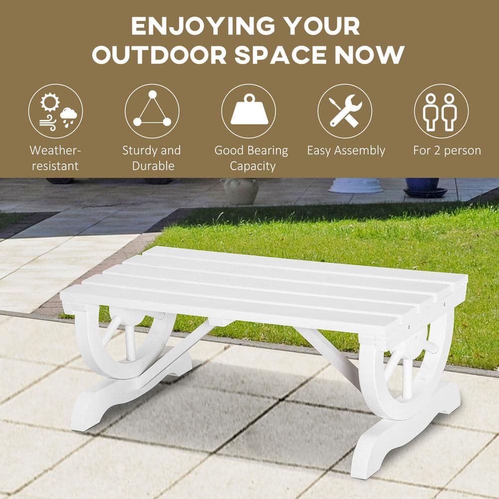 Rustic Fir Wood 2-Person Wagon Wheel Garden Bench