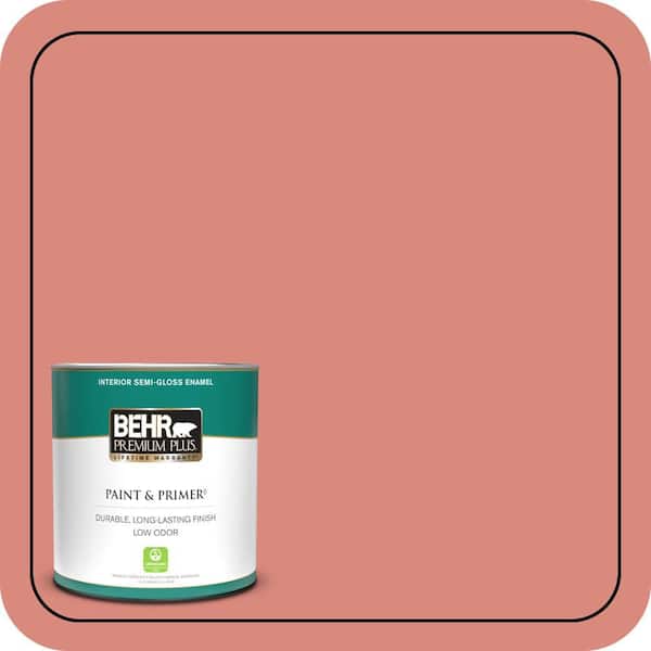 BEHR PREMIUM PLUS 1 qt. #M170-5 Indian Sunset Semi-Gloss Enamel Low Odor Interior Paint & Primer