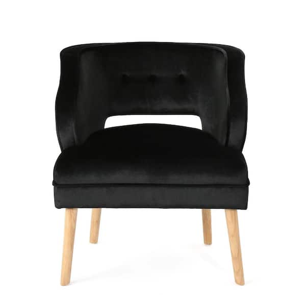 Noble House Mariposa Black Velvet Side Chair