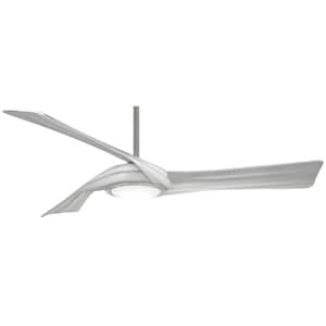 Curl 60 in. LED Indoor Brushed Nickel and Silver Smart Ceiling Fan with Light and Remote Control