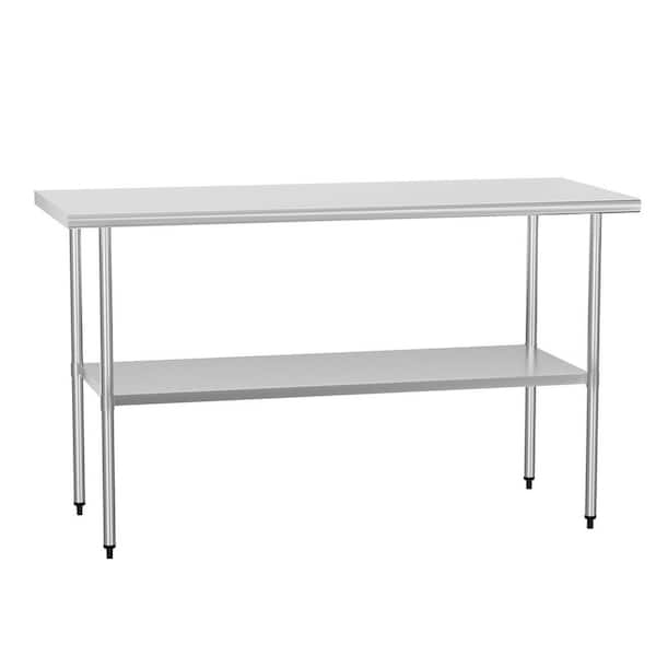 24 in. x 60 in. Stainless Steel Kitchen Prep Table with Adjustable Undershelf for Kitchen, Outdoor, Hotel and Garage