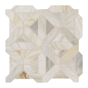 Athena Gold Geometrica 12 in. x 12 in. Honed Marble Floor and Wall Tile (10 sq. ft./Case)