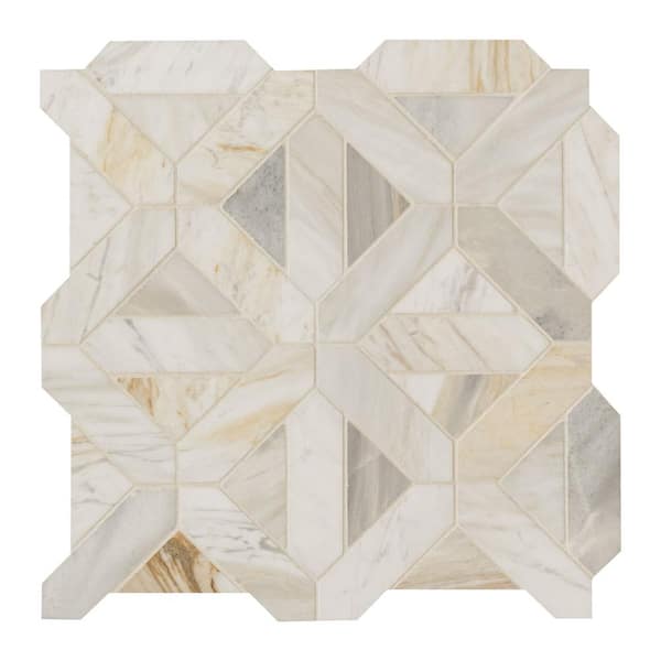 MSI Athena Gold Geometrica 12 in. x 12 in. Honed Marble Mesh-Mounted Mosaic Floor and Wall Tile (10 sq. ft./Case)