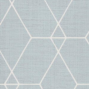 Hexagon Geometric Art Deco Lines Light Blue Peel and Stick Vinyl Wallpaper