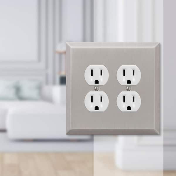 Oversized 2 Gang Duplex Steel Wall Plate - Brushed Nickel