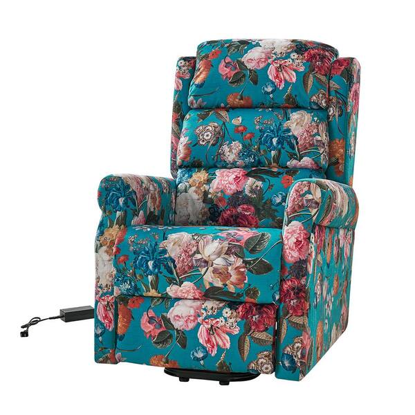 JAYDEN CREATION Flamin Blue Lift Assist Power Recliner with 1-Side Pocket