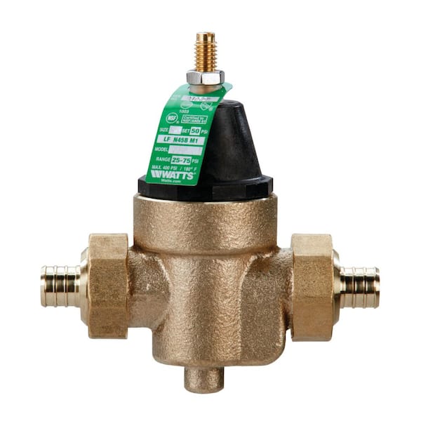 3/4 in. Lead Free Water Pressure Reducing Valve, Double Union, PEX x PEX, Elastomer Disc, Max 400 PSI, Adjust 25-75 PSI