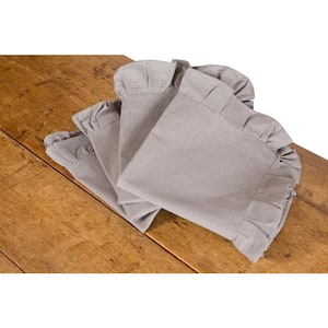 Ruffle Trim 20 in. x 20 in. Solid Taupe Napkins (Set of 4)