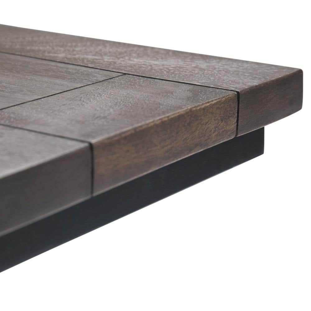 Walnut Brown Mango Wood and Black Metal C-Shaped End Table